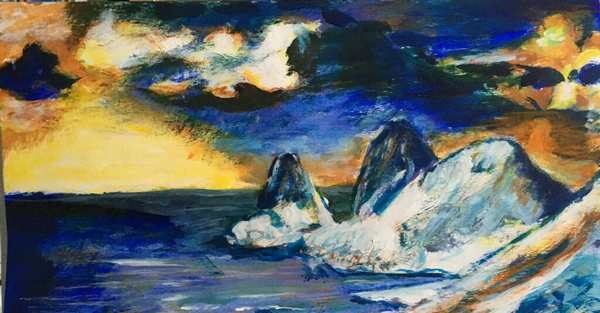 Hav og bjerge Maleri af Torben Friis Larsen