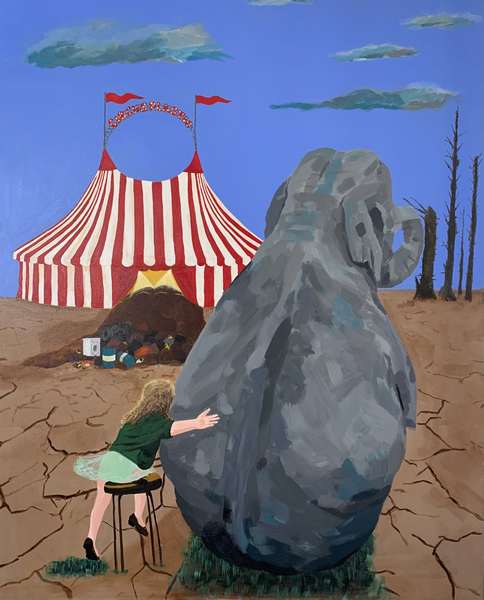 Christina Dentov Clark,Circus plastic,80x100 cm Maleri