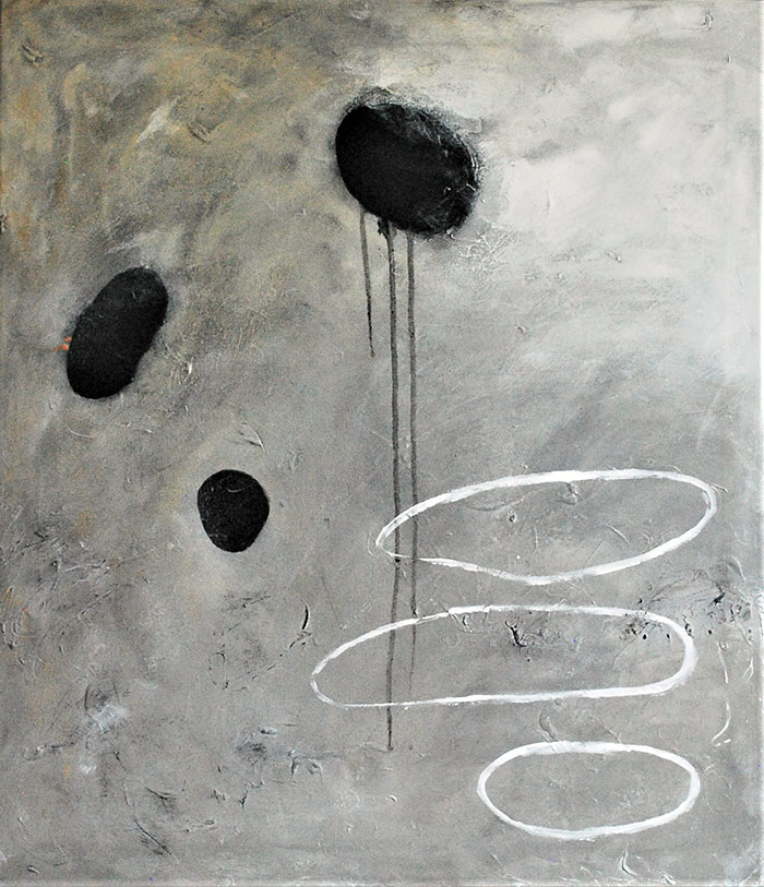 Abstrakt maleri, 75x65cms. af kunstner Marian Rune