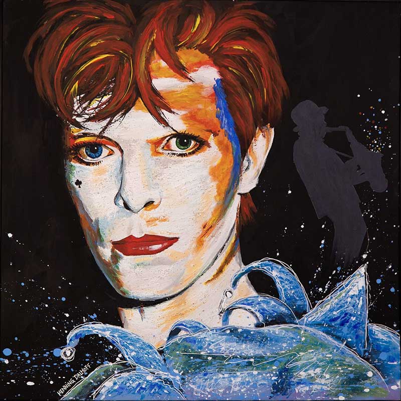 Portræt, "Bowie" af kunstner, Henning Dalhoff - 60x60cms.